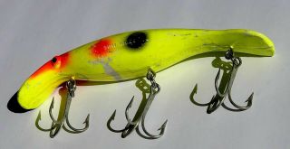 Vintage Homer Le Blanc Swim Whizz Lure 8 " Musky Muskie Lure Yellow