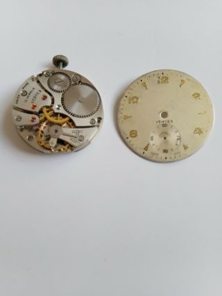 Vintage Vertex Cal 59 Movement And Dial Swiss Made