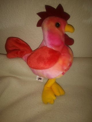 Rare Retired 1996 Ty Beanie Baby Strut The Rooster 6 " Euc Plush Stuffed Animal