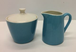 Vintage Royal China Blue Heaven Sugar Bowl W/lid & Creamer