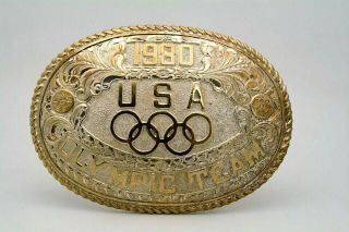 Rare Vintage 1980 Levi Strauss & Co Us Olympic Team Sterling Front Belt Buckle