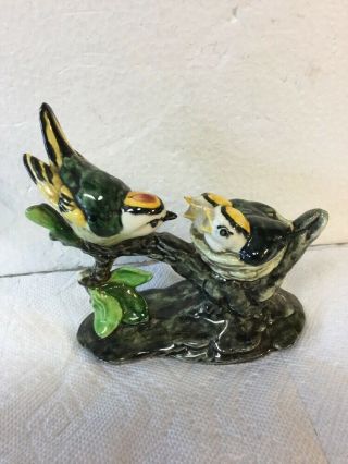 Rare Vintage Stangl Pottery Birds Nest Figurine 3853 Golden Crown Kinglet Family