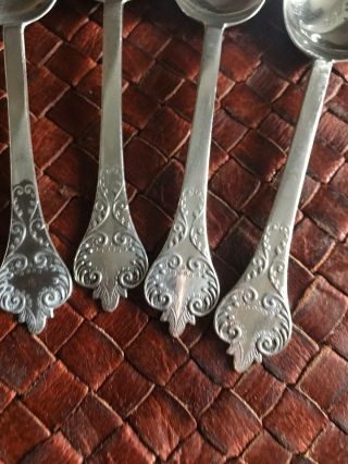 Thomas Bradbury & Sons 4 Antique Solid Silver Teaspoons 2
