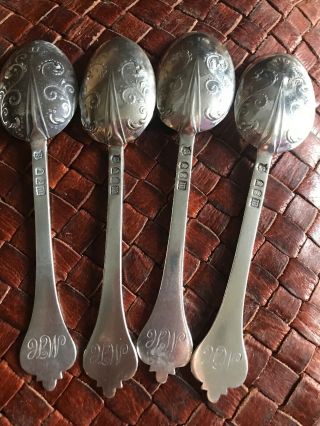 Thomas Bradbury & Sons 4 Antique Solid Silver Teaspoons 3