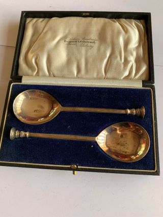 George V Solid Silver Seal Top Spoons 17th Century Style Sheffield 1930 Cased