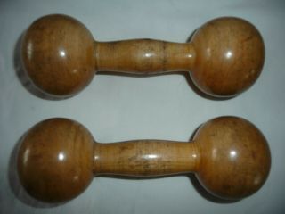 Antique Wooden Dumbbel Hand Weight/juggling/skittle X 2 Treen Primitive Wood