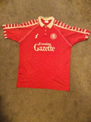 Rare Middlesbrough Shirt Evening Gazette 1990 Home Red