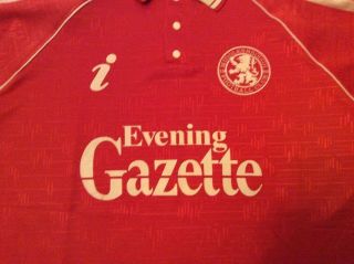 Rare Middlesbrough Shirt Evening Gazette 1990 Home red 3