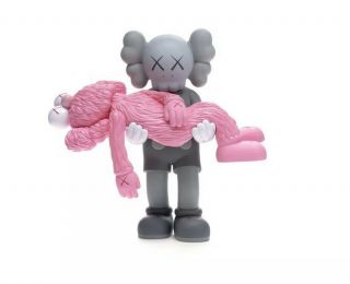 Kaws Gone Companion Bff Vinyl Figure Pink Grey 100 Authentic - Ready To Ship