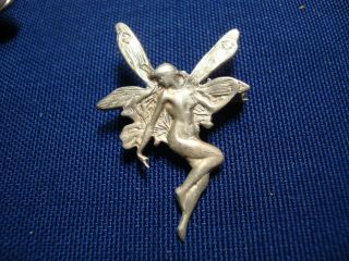 Ultra Rare Art Nouveau Pixie Fairy Old Pawn Sterling Silver Brooch