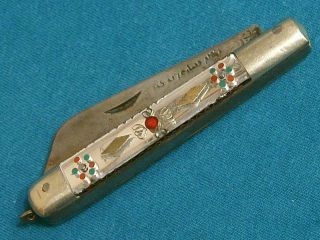 Vintage Asian Tibetain Fancy Silver Folding Knife Pocket Watch Fob Antique Jack