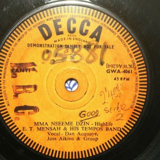 E.  T.  Mensah And His Tempos Band - Rare Test Pressing - Decca West African Uk