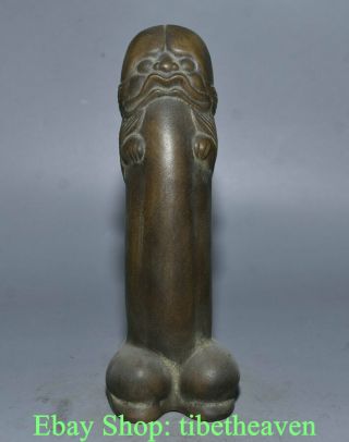 8 " Old Chinese Yixing Zisha Penis Cirrus Phallus Statue Sculpture