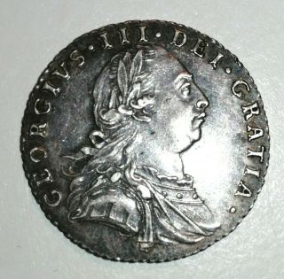 Rare 1787 Britain Silver Sixpence 6d - George Iii - Very Good -