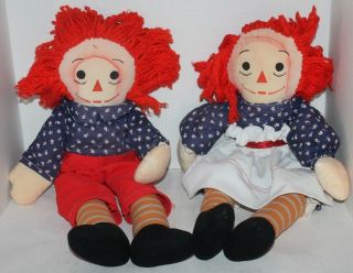 Raggedy Ann And Andy Dolls - Vintage - Handmade - 24” Tall - Collectible