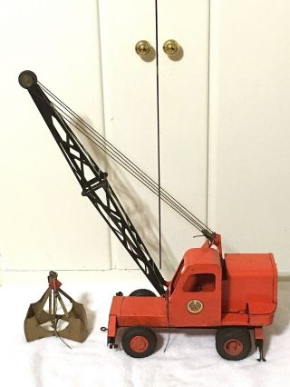Rare Vintage 1950 ' s Charles Wm.  Doepke Model Toys Unit Crane Truck Pressed Steel 2