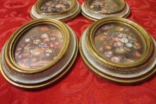 Vintage Set (4) Oval Victorian " Trademark - Made In Italy " Miniature Pictures 221