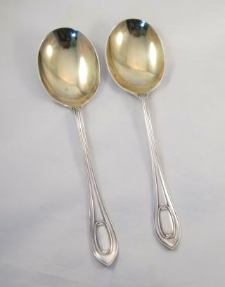 Art Nouveau Silver Plated Serving Spoons - Walker & Hall - Gilded