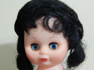 Vintage 1988 FIBRE CRAFT Music Box Doll Black Hair Blue Sleepy Eyes 13 