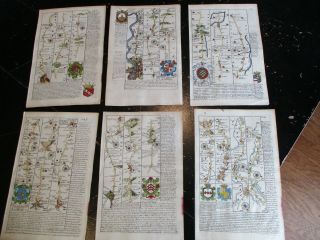 English - Road Maps,  Ogilby I Believe,  London Ca: 1770,  6 Maps