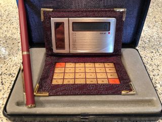 Vintage Canetti Executive Organizer Solar Calculator And Pen Set 0114 Rare Set 2
