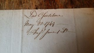 1749 LETTER LORD OFSULSTONE - EDWARD HOOKER RE BORROWING A PIPE OF PORT 3