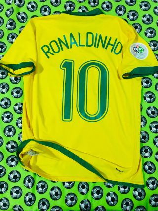 Rare Nike Brazil Brasil Home Soccer Football Jersey World Cup 2006 Ronaldinho