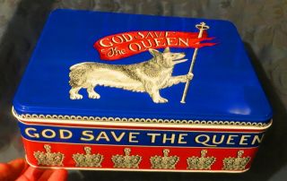 Rare Emma Bridgewater Diamond Jubilee God Save The Queen Biscuit Tin With Corgi