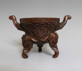 Perfect Antique Chinese Bronze Incense Burner carved Elephant Wu Bangzuo Marked 2