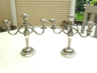 2 X Vintage Silver Plated 3 Light Candelabra Reed Arm Repousse Pattern 1460790/4