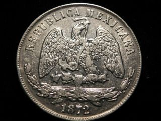 Mexico - Republic 1872 Go S Un Peso Silver Coin (weight : 27.  03 G) Rare