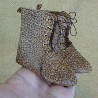 93mm All Leather Boots For Antique Doll,  Italian Leather,  Shoes,
