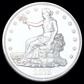 1875 - Cc Silver Trade Dollar Appears Uncirculated Rare Carson City $1 Collectible
