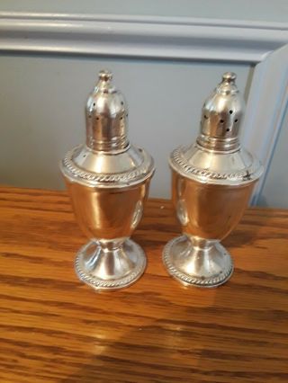 Duchin Creation Sterling Silver Weighted 5” Salt & Pepper Shaker Set Glass Lined