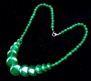 43.  2cm Atemberaubend Jade Handarbeit Flach Rund Perlen Damen Halskette /Ta01 3