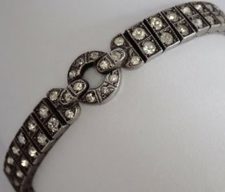 Antique Art Deco Diamonbar Sterling Silver Diamond Paste Bracelet