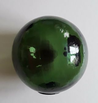 Antique Vintage Dark Green Glass Fishing Net Float Ball