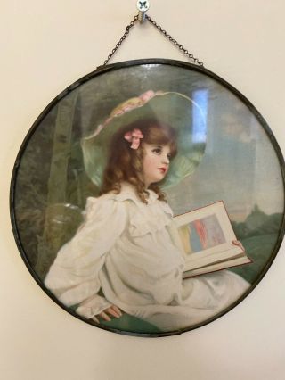Victorian Antique Chimney Flue Cover Victorian Girl With A Book