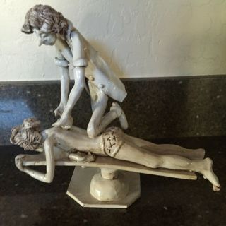 Dino Bencini Ceramic Chiropractic Figurine Statue Artist Signed Rare
