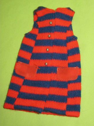 Barbie Vintage 1970 Francie Fashion 1243 Striped Types Vest Red & Nacy Knit