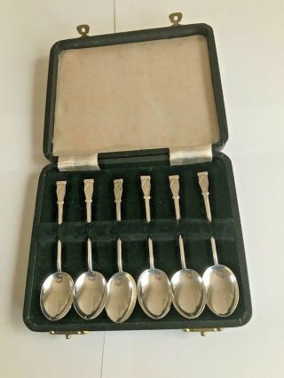 Lovely Cased Set Of 6 Hallmarked Solid Silver Coffee Spoons (birmingham1946)