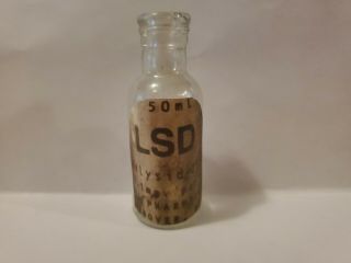 Antique Small Clear Bottle 50 Ml Lsd Acid Psychedelic Decorative