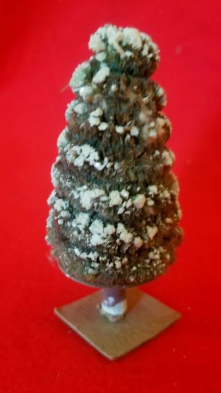 Antique German Putz Bottle Brush Snow Flocked Small Christmas Tree 3 "