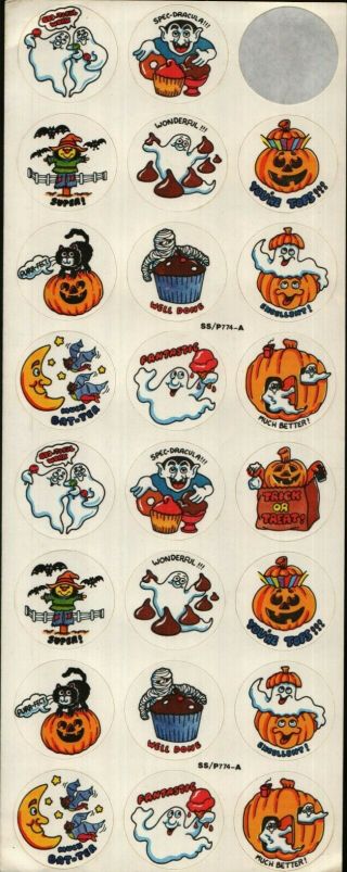 Rare Scratch & Sniff Stickers Large Glossy Sheet Halloween Chocolate 11 X 4.  25 "
