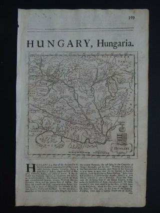 1722 Herman Moll Atlas Map Hungary - Hungaria - Hongrie