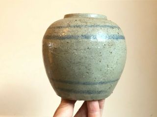 Antique Chinese Korean Stoneware Celadon Ginger Jar Vase Song Guan Ming Dynasty