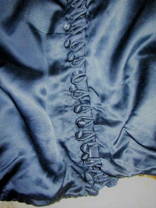 Antique Victorian Navy Blue Silk Satin Dress Panel 29 Silk Covered Buttons