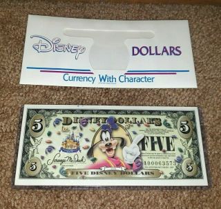 Rare & Goof - Eriffic 2005 Goofy Disney Dollar $5 Note A Series 50th Uncirculated