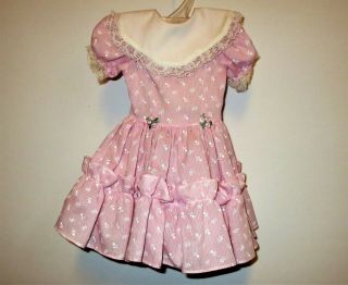 Vintage Pink & White Doll Dress W/ Slip Fits 18 20 " Doll