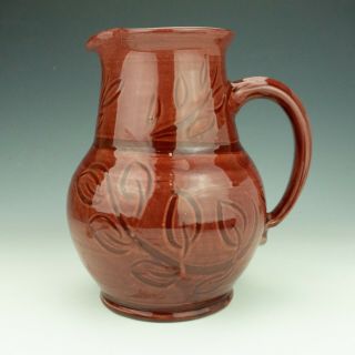 Antique Holland Pottery - Large Raspberry Glazed Jug - Arts & Crafts